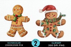 Watercolor Gingerbread Man Art Clipart Product Image 1