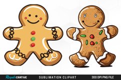 Watercolor Gingerbread Man Fun Clipart Product Image 1
