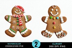 Watercolor Gingerbread Man PNG Clipart Product Image 1