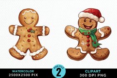 Watercolor Gingerbread Man Art Clipart Product Image 1