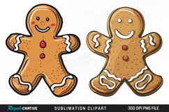 Watercolor Gingerbread Man Fun Clipart Product Image 1