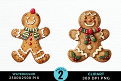 Watercolor Gingerbread Man PNG Clipart Product Image 1