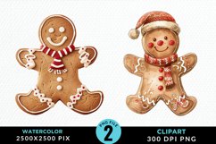 Watercolor Gingerbread Man Art Clipart Product Image 1