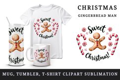 Watercolor gingerbread man dancing candy canes Sweet Christmas quote print 20 oz tumbler skinny mug wrap clipart t-shirt sublimation printable design