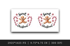 Watercolor gingerbread man dancing candy canes Sweet Christmas quote print 20 oz tumbler skinny mug wrap clipart t-shirt sublimation printable design