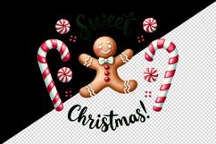 Watercolor gingerbread man dancing candy canes Sweet Christmas quote print 20 oz tumbler skinny mug wrap clipart t-shirt sublimation printable design