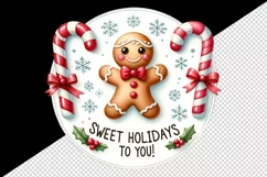 Watercolor gingerbread man Sweet Merry Christmas quote New Year winter print tumbler skinny mug wrap clipart t-shirt sublimation printable design