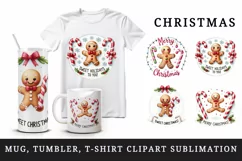 Watercolor gingerbread man Sweet Merry Christmas quote New Year winter print tumbler skinny mug wrap clipart t-shirt sublimation printable design