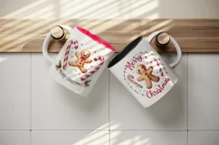 Watercolor gingerbread man Sweet Merry Christmas quote New Year winter print tumbler skinny mug wrap clipart t-shirt sublimation printable design