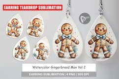 Earring Teardrop Watercolor Gingerbread Man Product Image 1