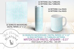 watercolor gingham pastel digital paper sublimation design scrapbooking mugs tumblers 2