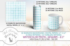 watercolor gingham pastel digital paper sublimation design scrapbooking mugs tumblers 2