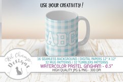 watercolor gingham pastel digital paper sublimation design scrapbooking mugs tumblers 3