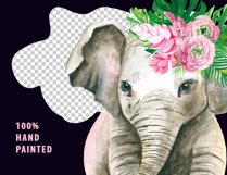 Watercolor Baby Girl Elephant Sublimation Print PNG Product Image 6