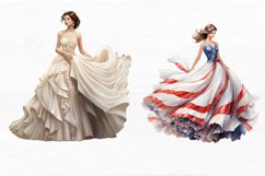 Girl Pearl Prom Dress Flag Watercolor Sublimation Clipart Product Image 6