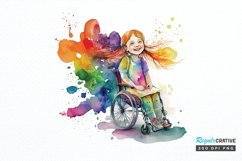 Watercolor Girl with Disability PNG Clipart Product Image 1