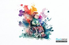 Watercolor Girl with Disability PNG Clipart Product Image 1
