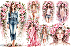 Watercolor Girl with Peonies &amp; Jasmine Set Product Image 6