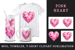 Watercolor glamour pink heart shape sparkle shining diamond love 20 oz tumbler skinny mug wrap clipart t-shirt sublimation printable design