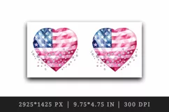 Watercolor glamour pink heart sparkle diamonds patriotic American flag USA 20oz tumbler skinny mug wrap clipart t-shirt sublimation printable design