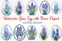 Watercolor Glass Egg With Flower Clipart Bundle Product Image 1