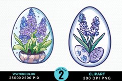 Watercolor Glass Egg With Flower Graphic Clipart Product Image 1