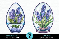 Watercolor Glass Egg With Flower Graphic Clipart Product Image 1