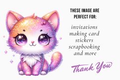 Watercolor Glitter Cat Clipart, Glitter Cute Cat Bundle Product Image 2