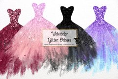 Watercolor Glitter Dress Clipart Product Image 1