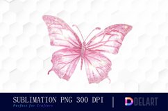 Glitter Pink Butterfly Sublimation PNG Clipart Product Image 1