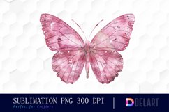Glitter Pink Butterfly Sublimation PNG Clipart Product Image 1