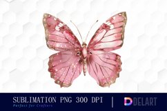 Glitter Pink Butterfly Sublimation PNG Clipart Product Image 1