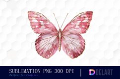 Glitter Pink Butterfly Watercolor Clipart Product Image 1
