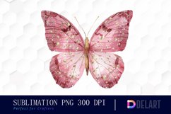 Glitter Pink Butterfly Sublimation PNG Clipart Product Image 1