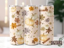 Watercolor Glitter Pumpkins and Leaves Tumbler Design Product Image 4