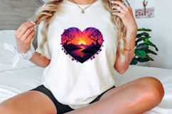 Watercolor Glow Sunset Heart Clipart Bundle Product Image 3