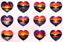 Watercolor Glow Sunset Heart Clipart Bundle Product Image 2