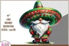 Cinco De Mayo Watercolor Gnome png, Sombrero Mexican Gnome Product Image 1