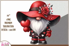 Valentine Gnome png, Watercolor Valentine gnome with heart Product Image 1