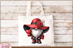 Valentine Gnome png, Watercolor Valentine gnome with heart Product Image 2