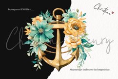 Watercolor Gold &amp; Teal Nautical Clipart Product Image 3