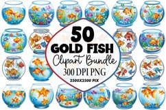 Watercolor Goldfish Bowl Clipart Bundle Product Image 1