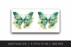 Watercolor gold green butterfly floral sparkle flowers insect diamonds 20 oz tumbler skinny mug wrap clipart t-shirt sublimation printable design