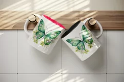 Watercolor gold green butterfly floral sparkle flowers insect diamonds 20 oz tumbler skinny mug wrap clipart t-shirt sublimation printable design
