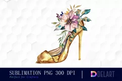 Gold High Heel With Flower Illustration PNG Clipart Product Image 1