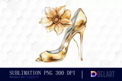 Gold High Heel With Flower PNG Clipart Product Image 1