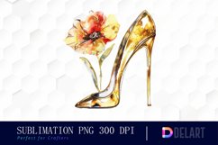 Gold High Heel With Flower Art Clipart Product Image 1