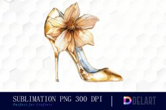 Gold High Heel With Flower Illustration Clipart Product Image 1