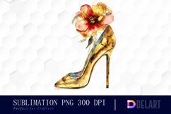 Gold High Heel With Flower Design Clipart Product Image 1