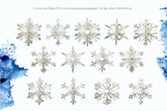 Watercolor, Gold, Silver Snowflakes | Sublimation design Product Image 2